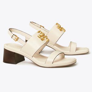 Tory Burch $348 Eleanor Heel Sandals New Ivory Cream
